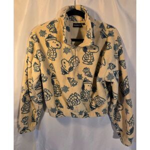 Peanuts Snoopy Sherpa Fleece Pullover Quarter Zip Women’s M